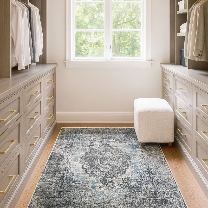 HERAT ORIENTAL Turkish Modern Erased Design Wool & Silk Rug - 5'3" x 7'7"