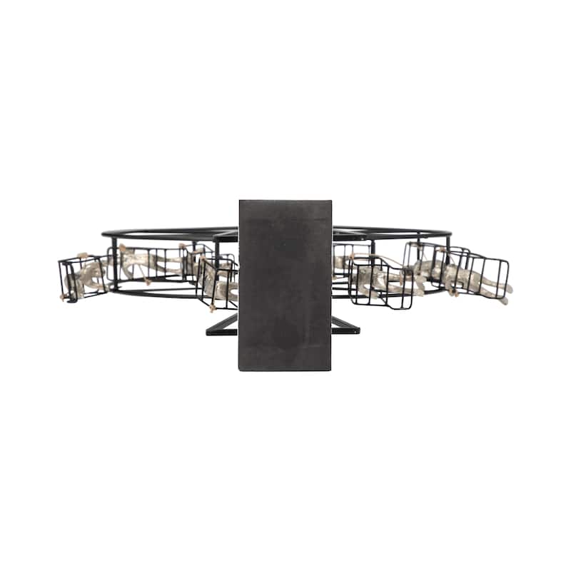 Sagebrook Home 23" Ferris Wheel Sculpture, Elegant Metal & Marble Design, Sophisticated Black Decor For Homes - 19" x 7" x 23"