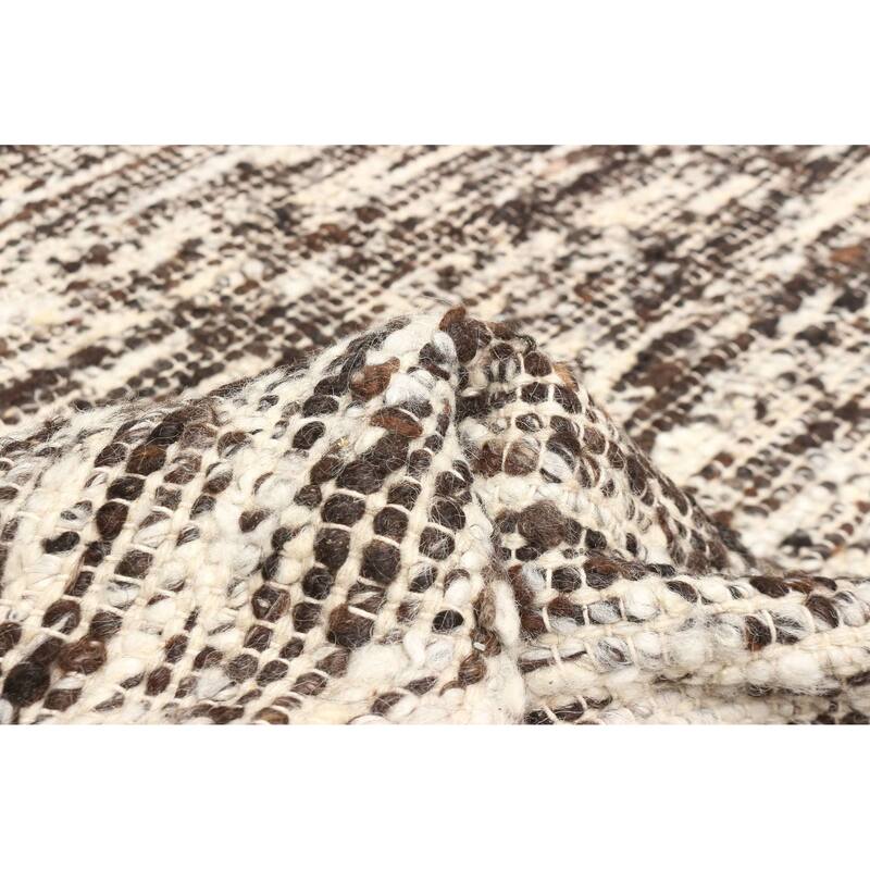 ECARPETGALLERY Braid weave Sienna Dark Brown Wool Rug - 6'5 x 8'8