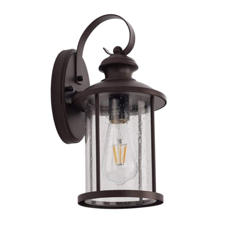 Savitar 13.75"H Round Outdoor Wall Sconce Light with Seeded Glass - Oil Rubbed Bronze