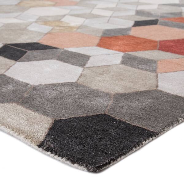 Duras Handmade Geometric Light Grey Orange Area Rug Overstock 20583627