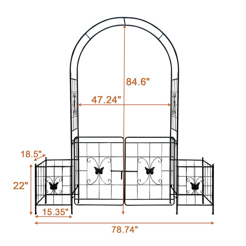 Garden Arch Arbor Trellis for Climbing Plants with Gate, Durable Metal Garden Arch Outdoor Wedding Arch, 7.15ft