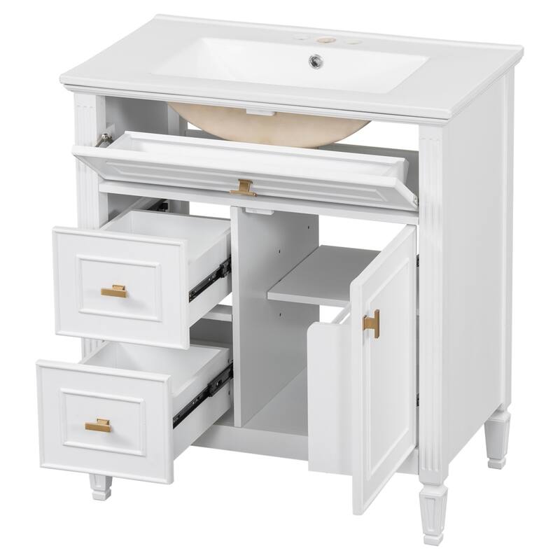 Freestanding Bathroom Cabinet,Tilt-Out Laundry Hamper,Adjustable Shelf