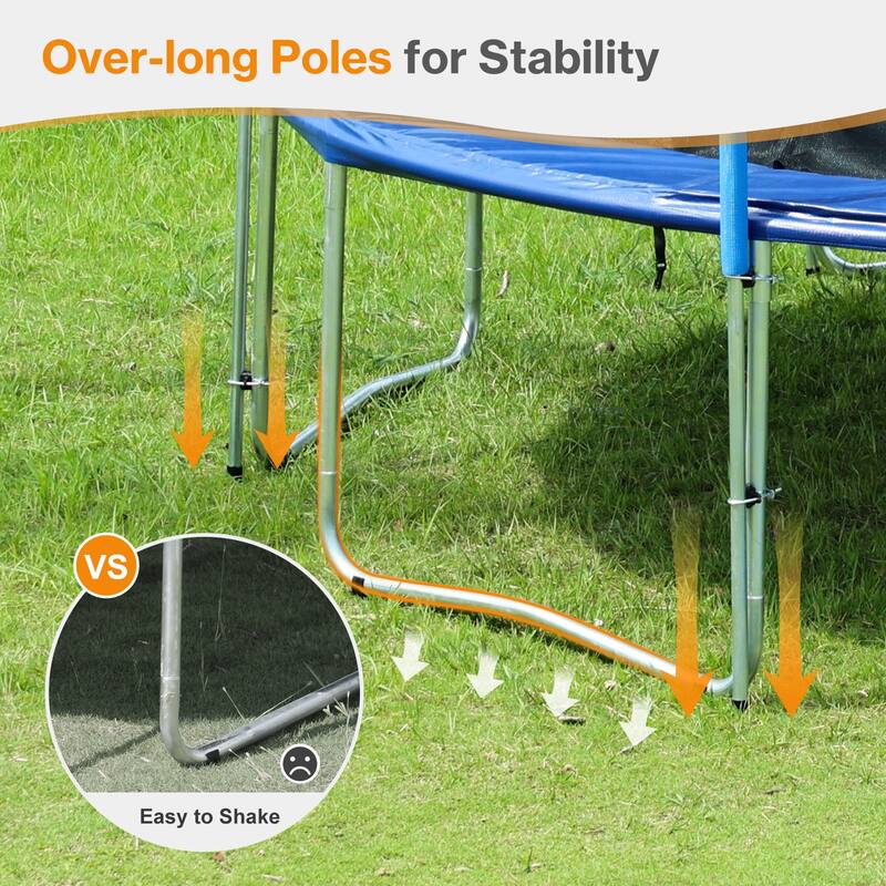 Aoodor Outdoor Trampoline, Recreational Trampoline with Enclosure Inner-Safety Net and Ladder for Kids