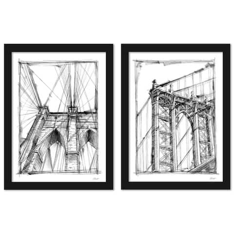 Graphic Architectural Study 2 Piece Black Framed Print Wall Art Set