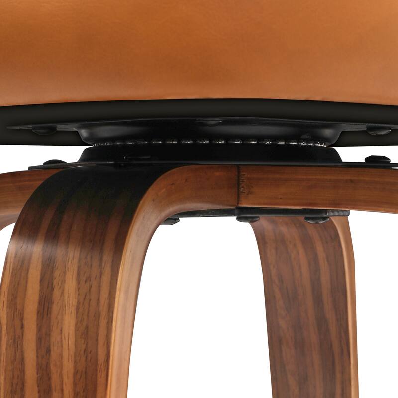 26 in. Counter Height Stool, Wooden Swivel Barstool PU Leather with Low Back