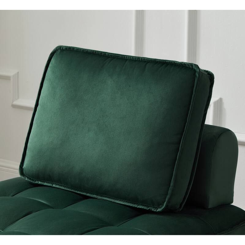 Velvet Convertible Chair Bed with Removable Back and Recliner Function
