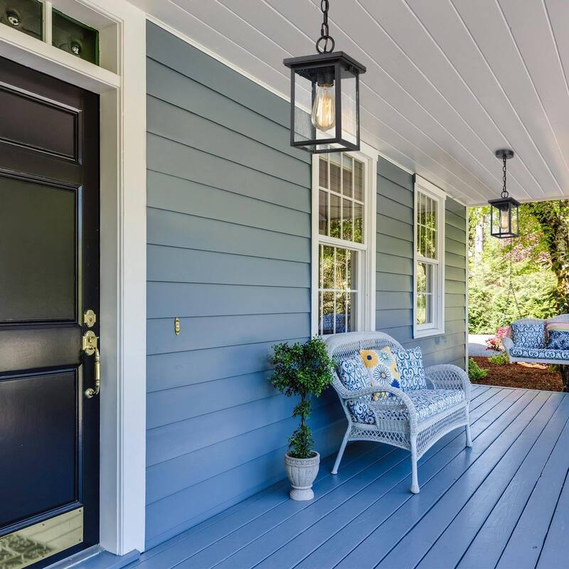 Modern Farmhouse Black 1-Light Outdoor Wall Sconce Glass Patio Lantern