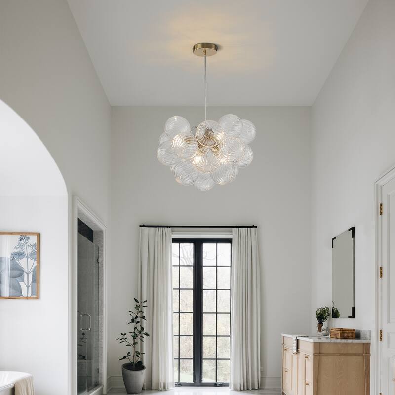 Starsky 6- Light 12in. Modern Glam Glass Bubble Chandelier with 19 Glass Bubbles