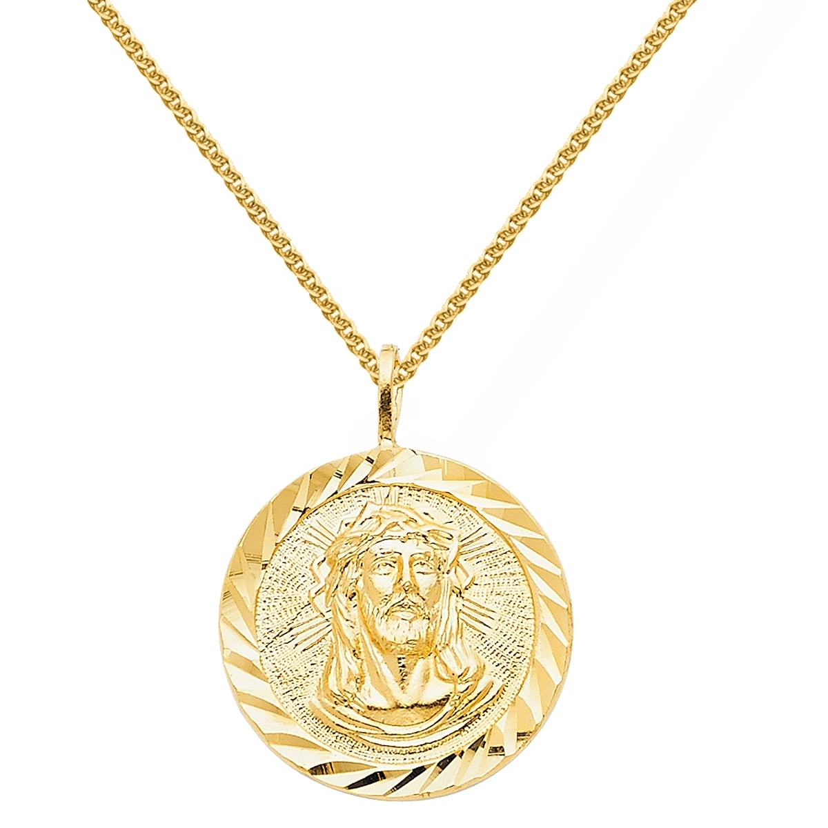 Jesus Medallion Pendant w/Wheat Chain 