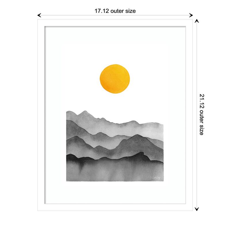 Black Yellow Mountain Range Silhouette by Cat Coq Framed Wall Art Print
