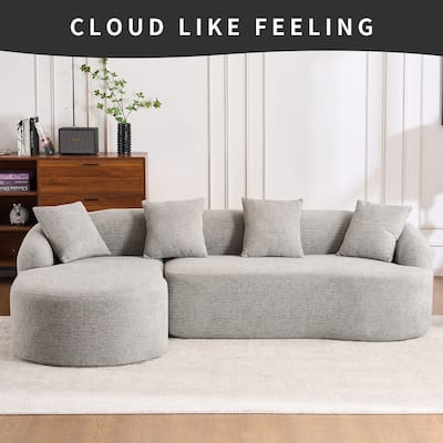 99" 3 Seater Chenille Fabric Sectional Sofa,Modular L Shaped Couch