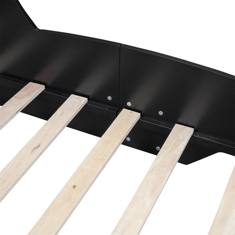 Twin Size Race Car-Shaped Platform Bed with Wheels