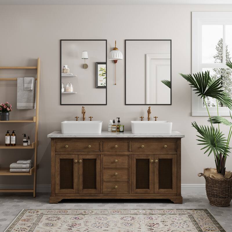 HOROW 19 inch Rectangular White Bathroom Ceramic Vessel Sink Art Basin