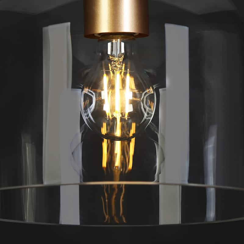 Modern Black Gold Pendant Clear Glass Kitchen Island Light Bowl-Shape Shade for Dining Room