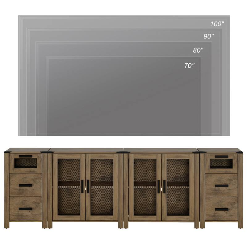 WAMPAT TV Stand set for ups to 100 inch TV,Drawers Storage Cabinets - 1 Pack