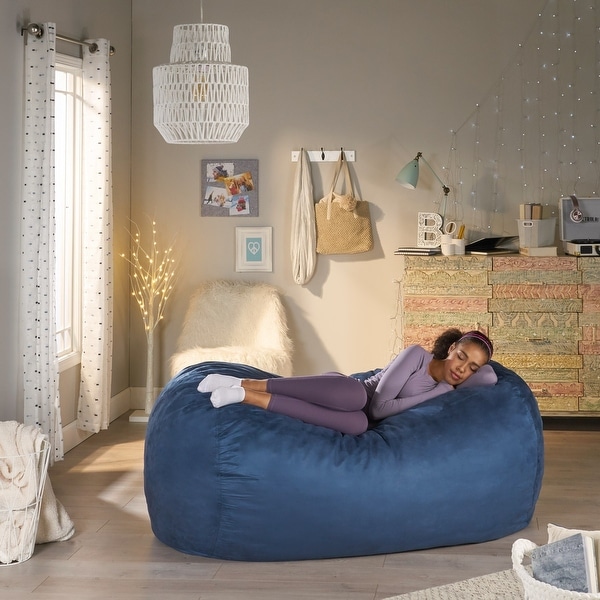 Asher Traditional 6.5 Foot Suede Bean Bag Chair by Christopher Knight Home. Opens flyout.
