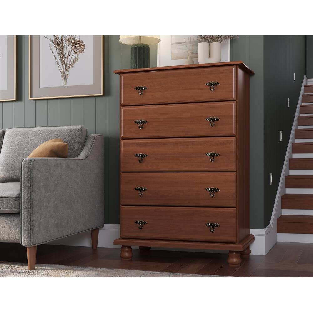 100% Solid Wood Traditional Kyle 5-Drawer Chest by Palace Imports