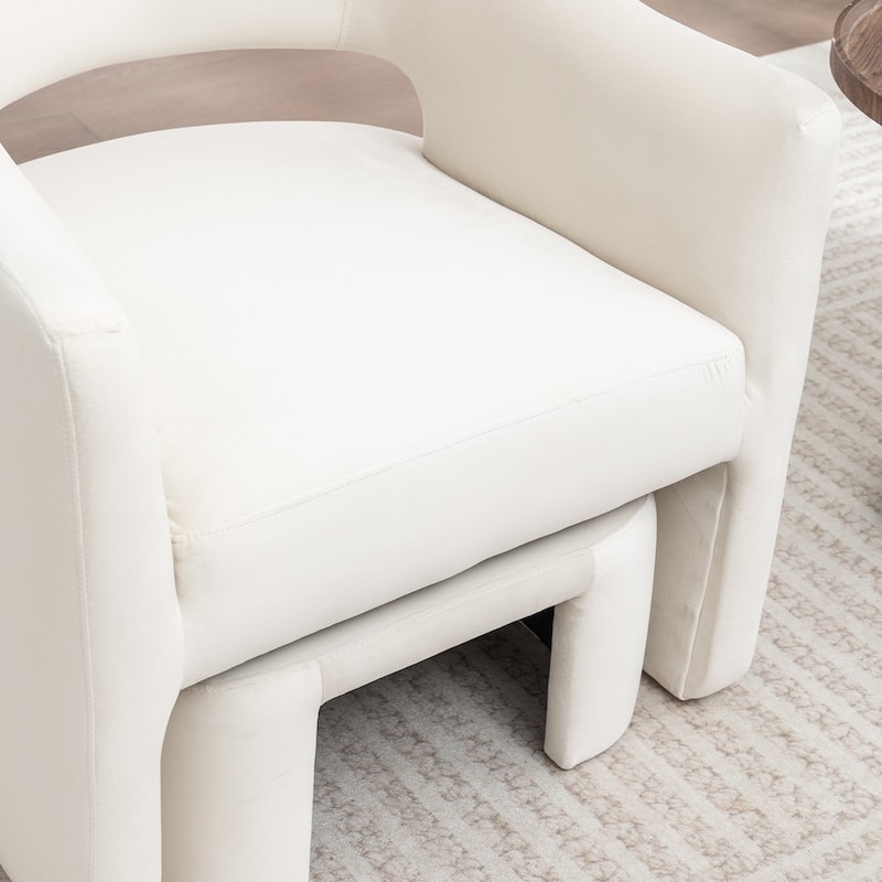 SEYNAR Modern Glam Velvet Accent Armchair Open Back with Ottoman Set of 2