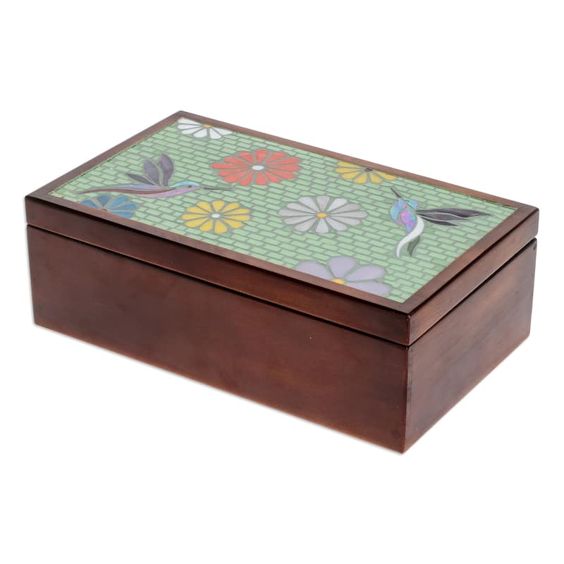 Novica Handmade Spring Visions Wood Tea Box