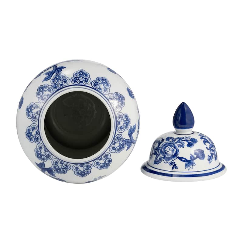 Sagebrook Home Ceramic Chinoiserie Ginger Jar with Lid