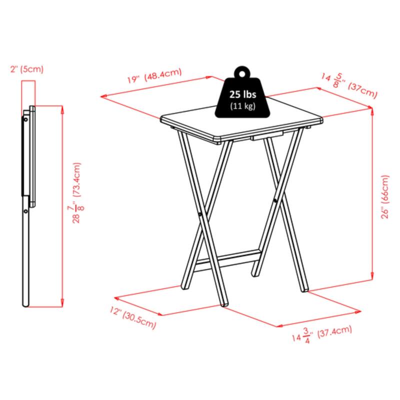 Folding Rectangular Snack Tables - 29" - Black - Set of 2
