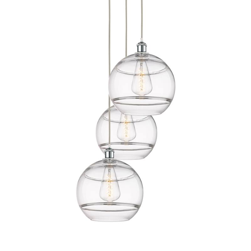 Innovations Lighting 113B-3P-41-19 Rochester Pendant Rochester 3 Light - White Polished Chrome / Clear