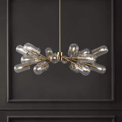 SAFAVIEH Couture Tessalyn Retro Mid-Century Modern Metal/Glass Sputnik Chandelier - 45 in. W x 45 in. D x 29 / 59 in. H