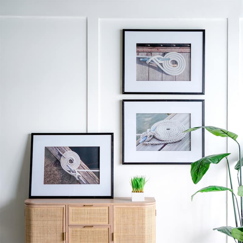 Set of 3 Rope Wall Art with Black Frame - Multi