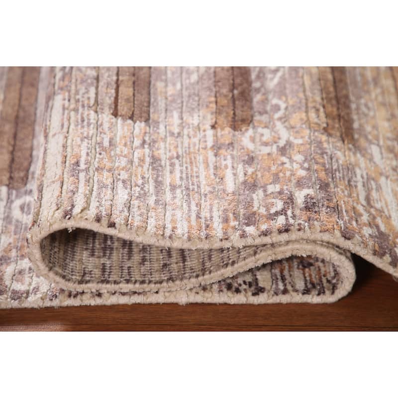 Modern Striped Abstract Accent Rug Wool Carpet - 4'0"x 6'0"