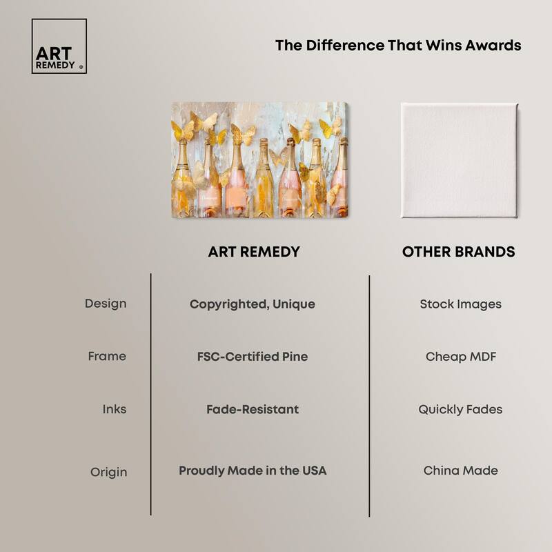 Golden Bright Campagne Line Canvas by Art Remedy, Gallery Wrapped