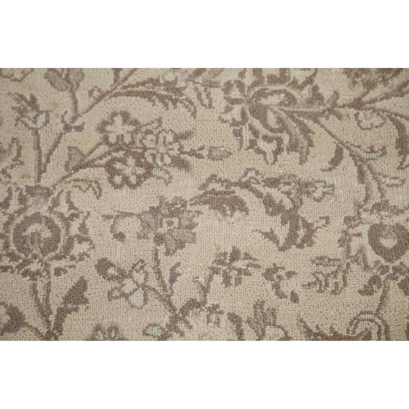 Hand Knotted Oriental 100% Wool Carpet Traditional Floral Beige & Ivories Mashad Area Rug - 12' 4'' X 9' 6''