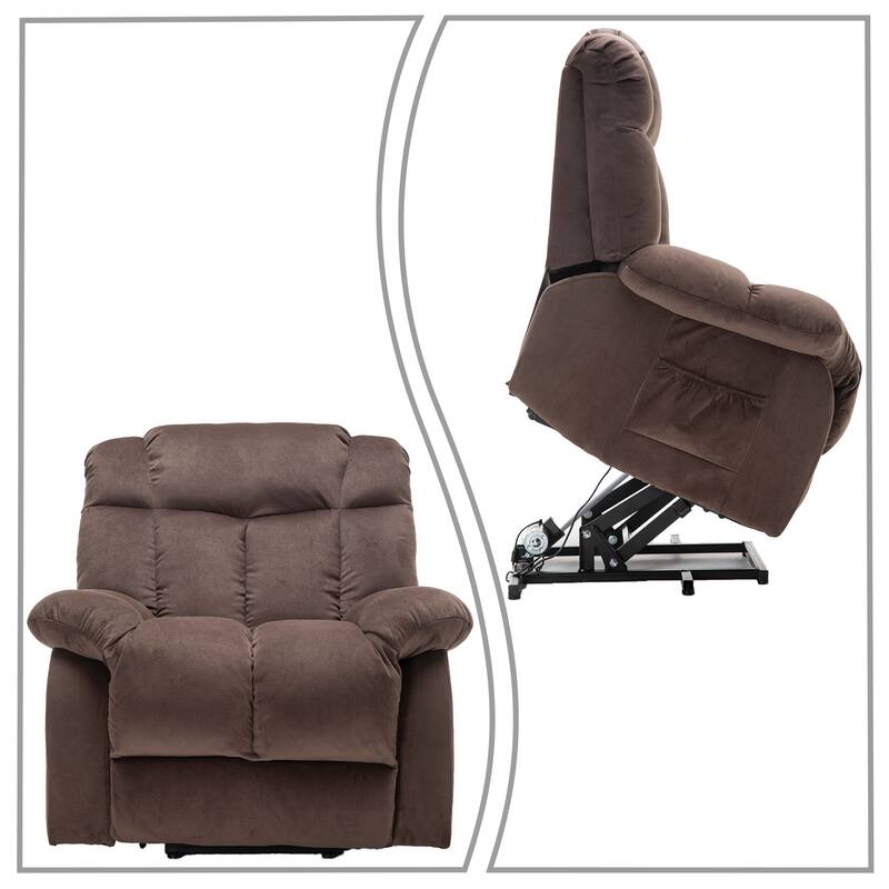Classic Vintage Velvet Upholstered Power Leisure Recliner with Lift Base