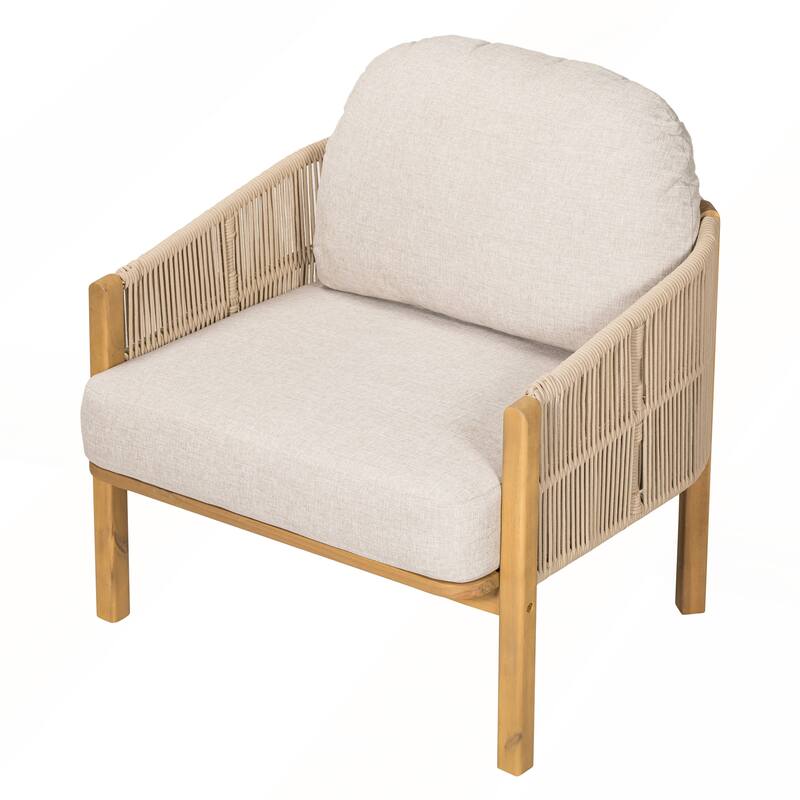 Outdoor Wood Club Chair with Cushion
