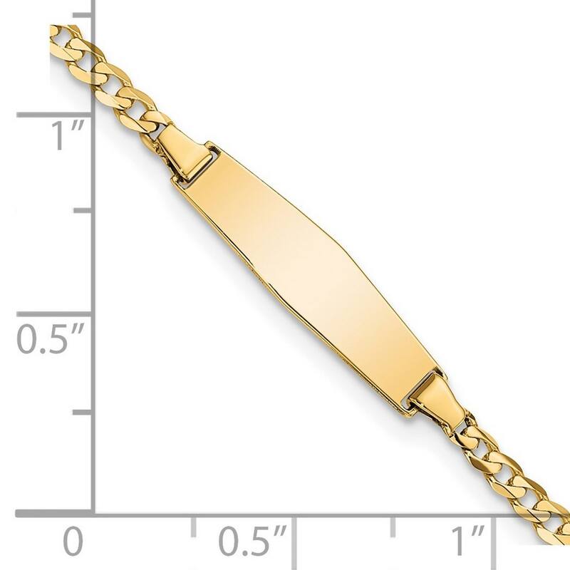 Curata 5.5mm 14k Engravable Curb Link Soft Diamond Shape ID Bracelet