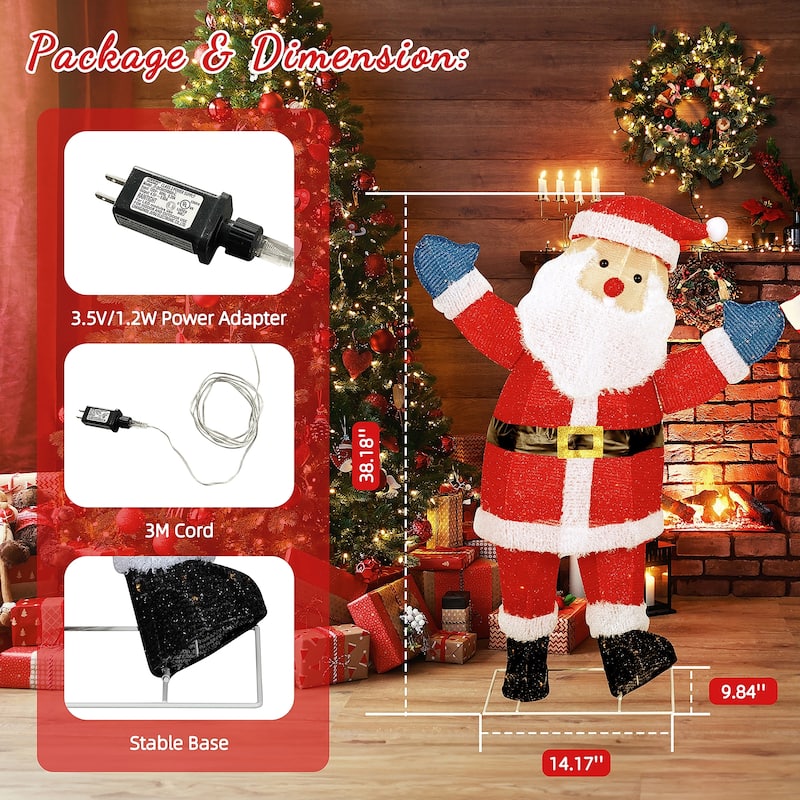 Futzca Christmas Light Holiday Reindeer & Sleigh, Santa