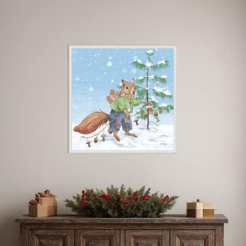 Festive Friends III by Leslie Trimbach (22 x 22 in.), Framed Canvas Wall Art Print - Sylvie Beaded White