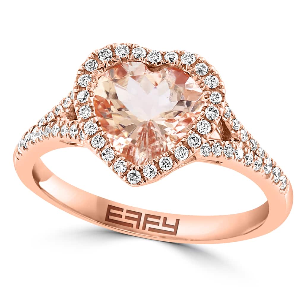 EFFY 14K Gold Diamond,Morganite Heart Ring
