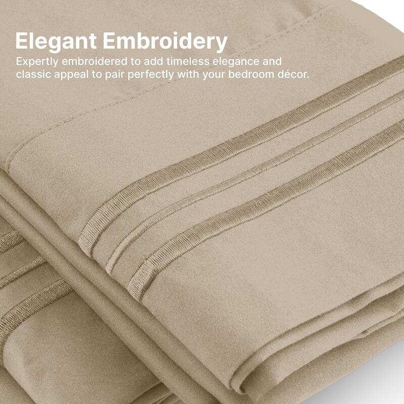 CGK Linens 4 Piece Solid Deep Pockets Microfiber, Easy-Fit Bed Sheet Set