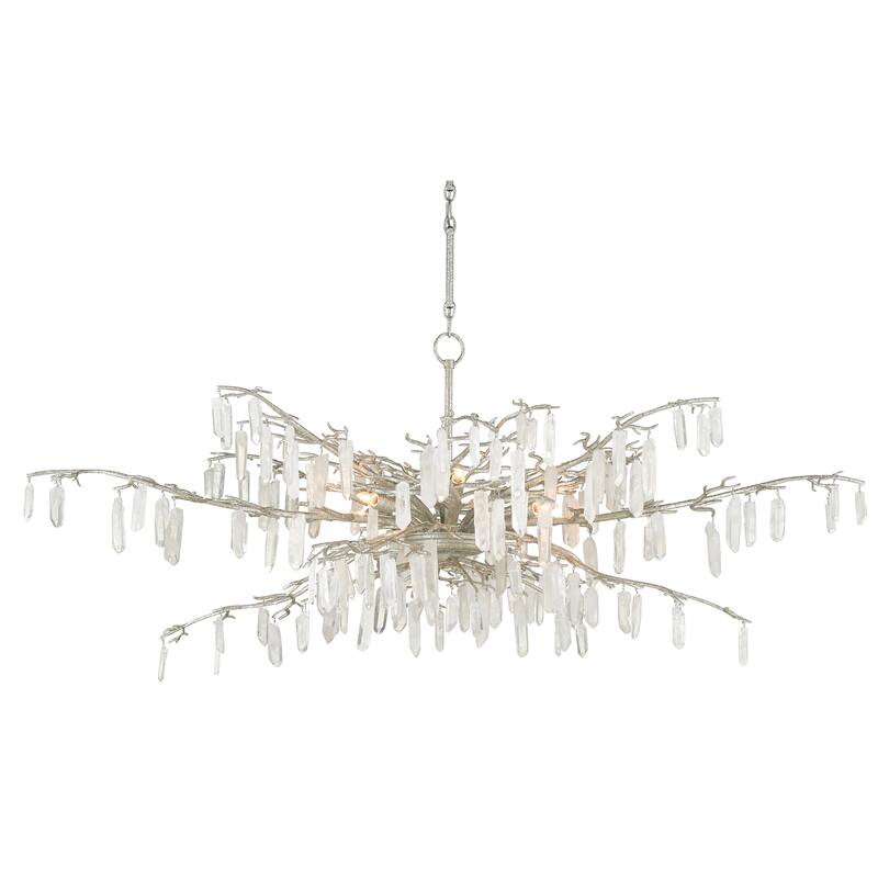 Currey & Company Forest Dawn Silver Chandelier - 23"h x 60.25"dia - 23"h x 60.25"dia - Textured Silver/Natural