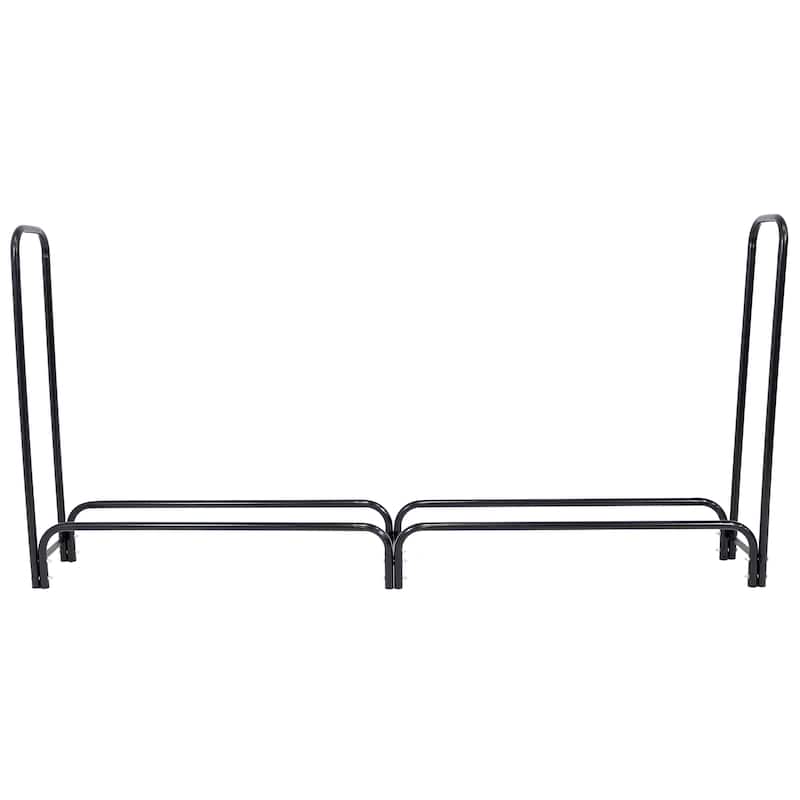 Sunnydaze Black Outdoor Firewood Stacker Storage Holder Log Rack - 8-Foot