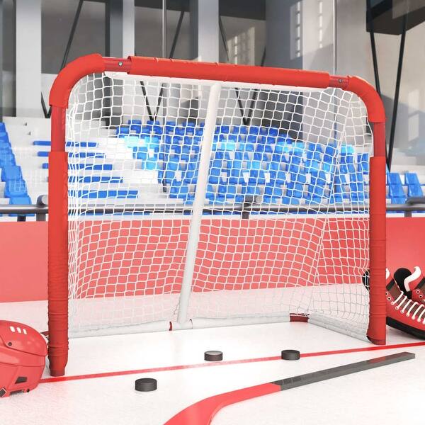 slide 2 of 6, vidaXL Hockey Goal Red and White 53.9"x26"x44.1" Polyester