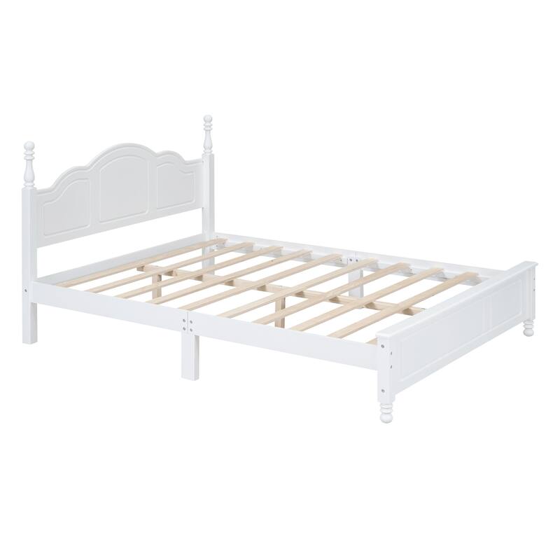 Wood Queen/Full Size Wood Platform Bed with Wooden Slat Support