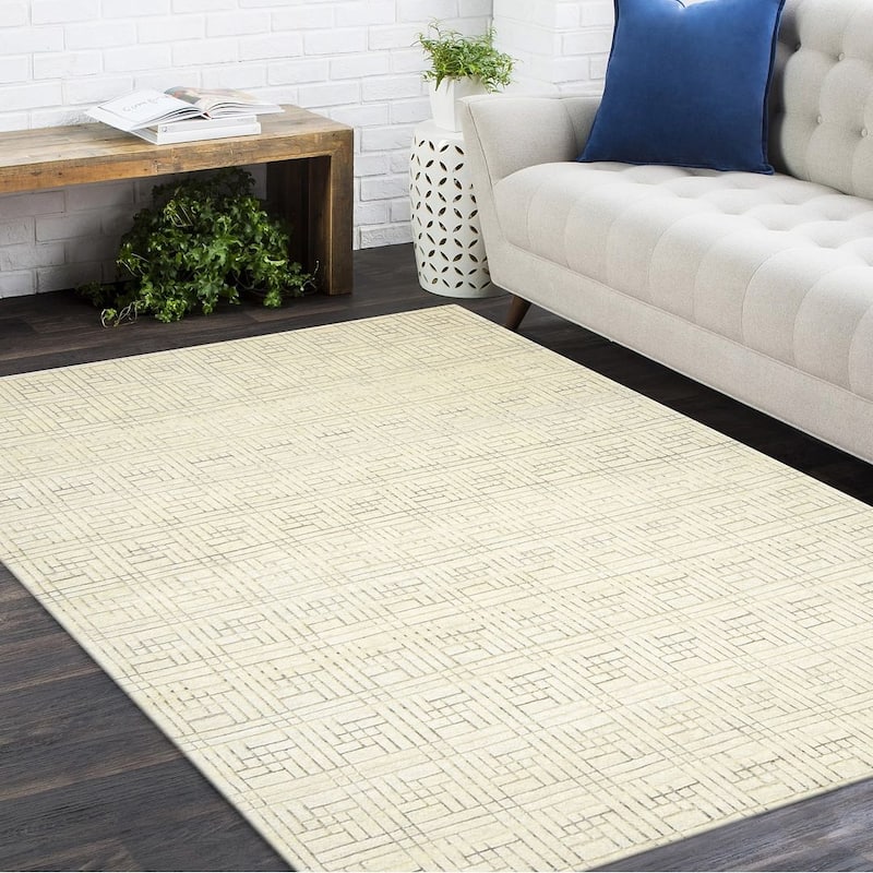 Overton Handmade Modern Contemporary Geometric Area Rug - 8' x 10' - 8' x 10' - Beige