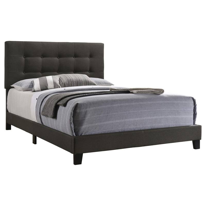 Tufted Full Panel Bed in Charcoal with Modern Design