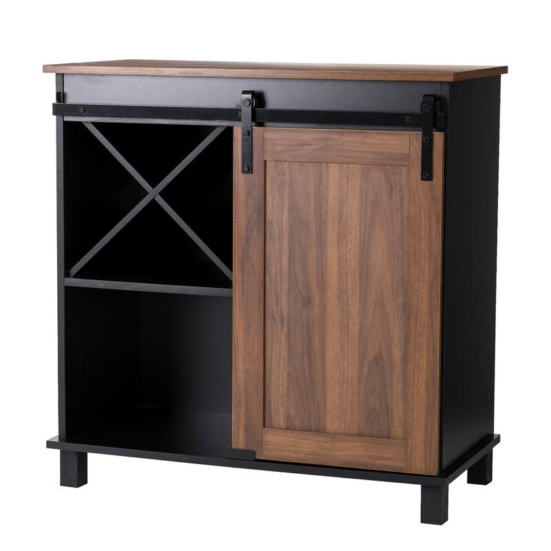 Glitzhome 32.25"H Mid Centry Modern Industrial Bar Cabinet Buffet Sideboard