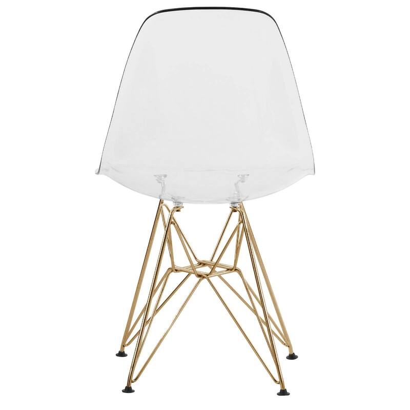 5-Piece Dining Set with 35" Round MDF Table and 4 ABS Plastic Side Chair with Gold Metal Legs