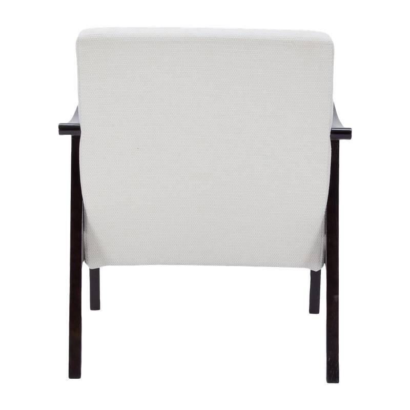 Medieval-inspired modern armchair with high back upholstered chair, solid wood legs