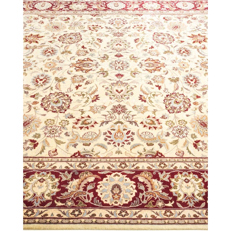 Overton Handknotted Wool Traditional Oriental Ivory Square Area Rug - 6' x 9'