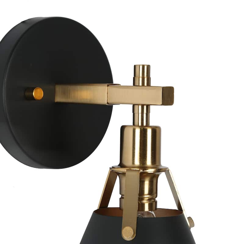 Modern Farmhouse 1-Light Cone Wall Sconce Black Bathroom Vanity Lights - L 6" x W 6.5" x H 10"